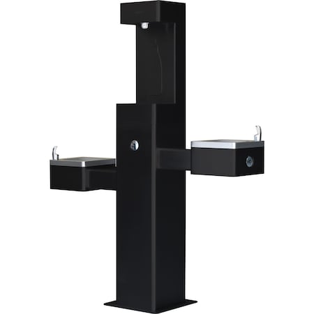 Global Industrial Outdoor Bottle Filling Station & Bi-Level Drinking Fountain, Black Powder Coat 761220BK